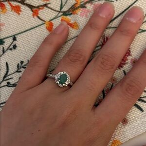 Elegant Silver and Green Gemstone Ring